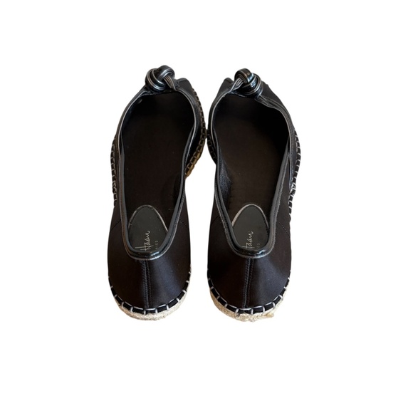 Cole Haan G Series Sabella Black Satin Peep Toe Espadrille Flats Size 11 w/ Box - Picture 6 of 15